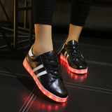 夏季透气韩版情侣USB充电LED七彩鬼步舞发光鞋子男女夜光荧光板鞋
