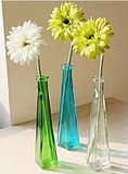 时尚三角形木塞玻璃瓶 插花瓶 长款 创意玻璃瓶 客厅办公室摆件