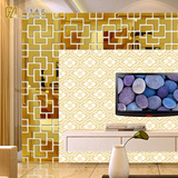 墙贴亚克力镜面迷宫立体贴纸贴画玄关客厅卧室装饰品电视背景金色