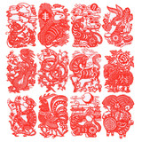 中国特色礼品纯手工剪纸画 作剪纸窗花幼儿园装饰 精细十二生肖