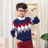 男童毛衣春秋款假两件衬衫领中大童长袖韩版儿童必备新款童装