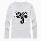 艾弗森退役纪念76人队3号篮球衣服 男士长袖T恤 运动纯棉 加大码T