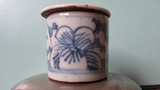 清代瓷器 青花鸦片罐 印泥罐 直径4·5高4·5厘米 盖有瑕疵 包老