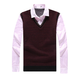 冬品牌剪标男装衬衫领长袖男T恤韩版假两件加绒保暖加厚t恤衫002