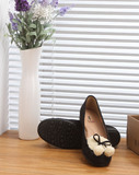 Shoebox/鞋柜新款女鞋 休闲绒球装饰平跟低帮单鞋 柔软舒适套脚鞋