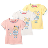 夏季女童纯棉圆领短袖T恤韩版小熊上衣宝宝b类打底衫中大童童装