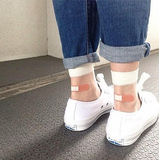 夏季短袜 女 日系创意个性创可贴OK绷透明水晶玻璃丝原宿趣味袜子
