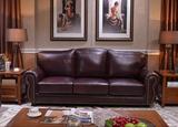 美式客厅皮沙发欧式复古沙发真皮沙发组合123三人位头层牛皮家具