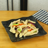 日式创意餐具 陶瓷盘子 装菜盘子 平盘 寿司小方盘 黑色家用碟子