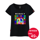 Ohlyah2016新品短袖卡通t恤女猴子魔方印花修身大码个性半袖上衣