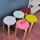 择木宜居 实木小圆凳简约现代时尚宜家彩色实木餐椅