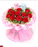11支玫瑰百合花束全国鲜花速递情人节圣诞节生日实体花店送花