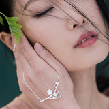 纯银梅花项链女锁骨套链气质个性原创设计 中国风文艺手工银饰品
