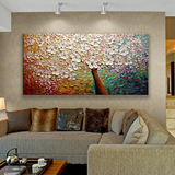 立体油画发财树新款纯手绘客厅卧室壁画 玄关装饰画抽象挂画手绘