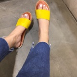 凉拖鞋女夏时尚2016新款韩版简约外穿马毛平跟一字拖女士防滑