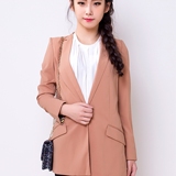 韩国代购2016春季女装简约纯色薄外套韩版端庄修身一粒扣西装现货