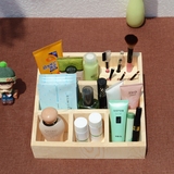 化妆品收纳盒实木大容量木质盒子木盒格子桌面收纳整理包邮护肤品