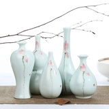 手绘青瓷 创意摆件手工个性时尚小花器 家居装饰品水培花插花瓶