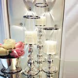 玻璃烛台透明 金属铁艺简约现代美式圆蜡烛台烛台杯罩子创意礼品