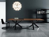 现代简约实木酒吧桌新中式钢木餐台长餐桌创意会议书桌复古工作台