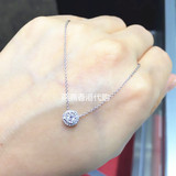 香港周大福钻石项链18K白色唐嫣同款锁骨项链碎钻拼接项链 一体链