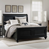 美式乡村全实木床1.8米双人床1.5米卧室黑色简约成人婚床复古家具