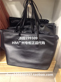 HM H＆M 专柜正品代购 女纯色黑色仿皮实用大容量包包单肩手提包