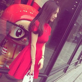 韩国2016新款女装针织显瘦夏季打底裙纯棉连衣裙短袖修身A字中裙