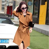 2015秋季韩版大码女装女式风衣外套中长款长袖修身显瘦大衣英伦潮
