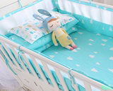 婴儿床上用品七套件七件套全棉粉色宝宝床品春秋纯棉婴儿床围定做