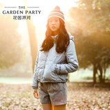 花园派对 棉衣女2015冬装新款韩版时尚女装连帽刺绣短款棉服外套