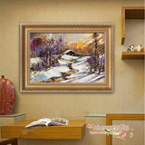 纯手绘雪景油画书房挂画欧式玄关壁画 餐厅墙画卧室装饰画HD308