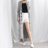 2015秋冬新款原创设计韩版大码针织开衫加长款加厚V领长袖外套女