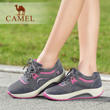 camel骆驼户外舒适女鞋 2016运动休闲女鞋牛反绒系带单鞋