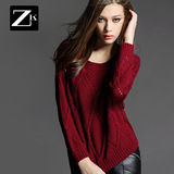 ZK2016春装新款毛衣女装圆领毛衣欧美套头针织毛衣女款长袖毛线衣