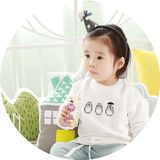 韩国白色儿童亲子卫衣 春秋季男童女童纯棉休闲母子装 刺绣龙猫