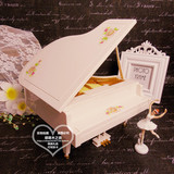 古典欧式超大号三角钢琴音乐盒玫瑰花芭蕾女孩发条八音盒创意摆件