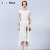 Zopin作品新款女装雪纺连衣裙 中长款过膝气质夏装宽松雪纺长裙子