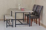 铁艺木板组合桌椅长方桌长方凳子酒店客厅餐桌椅休闲实木咖啡桌椅