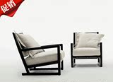 美式家具北欧简约铁艺休闲椅沙发椅客厅椅书椅皮椅实木椅咖啡厅椅