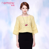 Nemow/拿美南梦 2016秋季专柜新款一字肩镂空蝙蝠袖毛衫A6C358