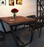 美式铁艺实木餐桌椅茶餐厅桌子时尚休闲咖啡桌简约办公桌电脑桌子