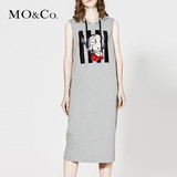 MO&Co.珠片绣卡通头像连帽无袖背心连衣裙长裙MK162SKT01 moco