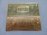 24k金箔纪念钞 彩印1美金纸币 单面货币工艺礼品 外国古钱币收藏