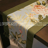 nunu+【包邮】花开半夏。棉麻素雅中式中国风样板间桌旗 餐旗桌布