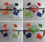 小桌子简约现代组装欧式咖啡台洽谈桌圆形钢化玻璃茶几餐桌椅组合