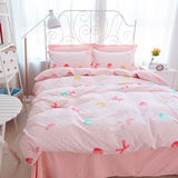 粉色纯棉四件套公主全棉床单被套4三件套床笠1.8m女被子床上用品