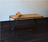 简约美式工业风格复古怀旧铁艺书桌实木餐桌书桌工作桌铁木结合桌