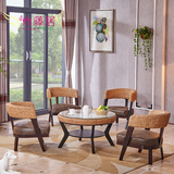 尚藤居 藤椅咖啡厅休闲桌椅组合藤椅子茶几五件套实木阳台五件套