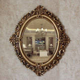 创意欧式家居椭圆雕花浴室镜卫生间壁挂洗手台镜餐厅背景墙化妆镜